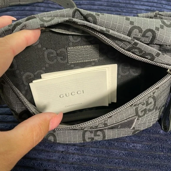 Gucci Dark Gray GG Pattern Belt Bag - Picture 5 of 8